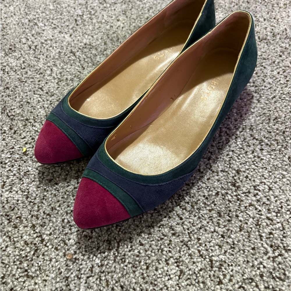 Talbots Suede Flats - Green and Burgundy